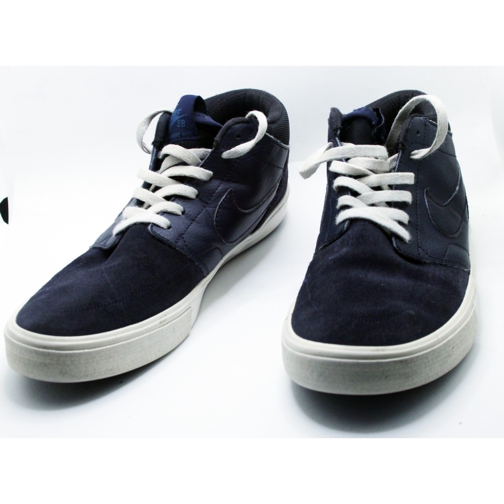 Mens Nike SB Portmore Mid Shoes Blue Leather Suede